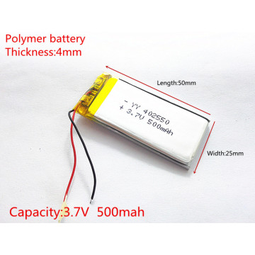 3.7V 500mAh 402550 Lithium Polymer Li-Po li ion Rechargeable Battery cells For Mp3 MP4 MP5