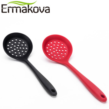 ERMAKOVA 1 Pc Silicone Slotted Skimmer Spatula Silicone Slotted Spoon Skimmer Spoon Strainer Ladle with Long Handle