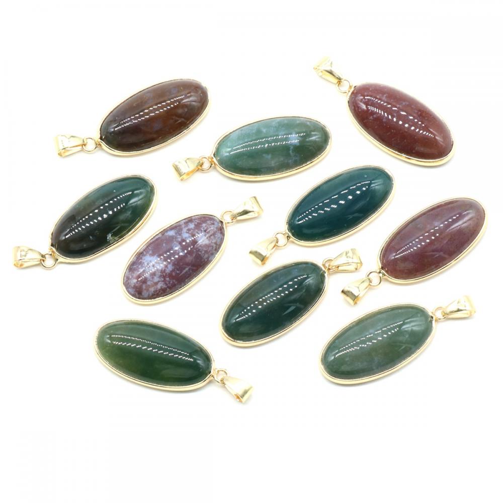 Oval Gemstone Pendant for Making Jewelry Necklace 15x30MM
