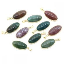 Oval Fancy Jasper Pendant for Making Jewelry Necklace 15x30MM