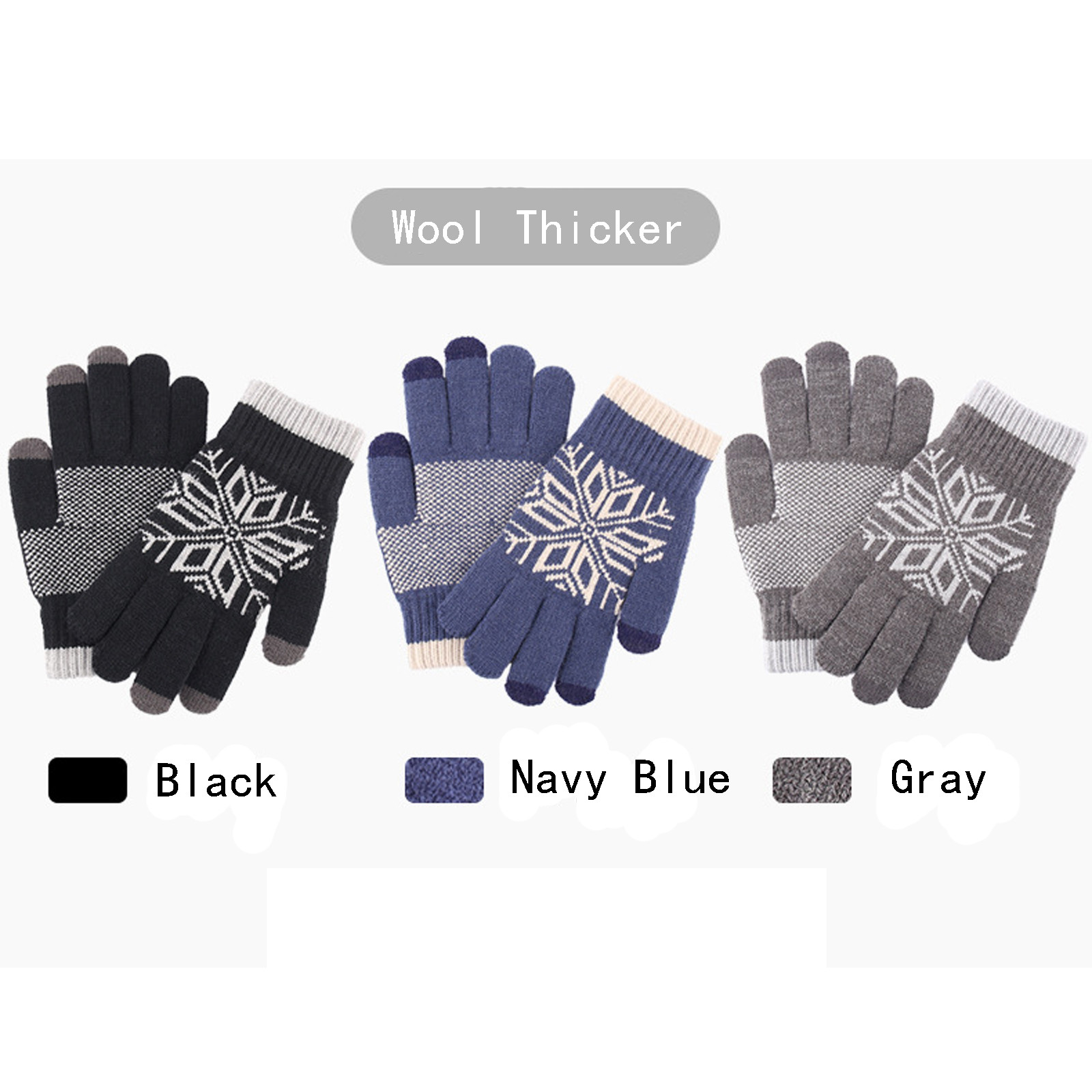 Gloves Men's Fall And Winter Thickened Knitted Warm Woolen Gloves Mittens Motocycle Slip-resistant Carbon Korean version Gloves