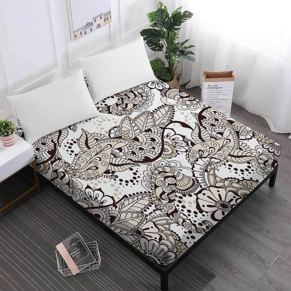 Bohomia Plant Bed Sheet Tropical Leaves Flowers Print Fitted Sheet Colorful Bedclothes King Queen Mattress Cover Home Decor D40