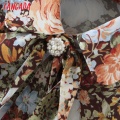 Tangada Women Retro Flowers Print crop Shirt Pearl Button Long Sleeve 2020 Chic Female Sexy Slim Shirt Tops SL152
