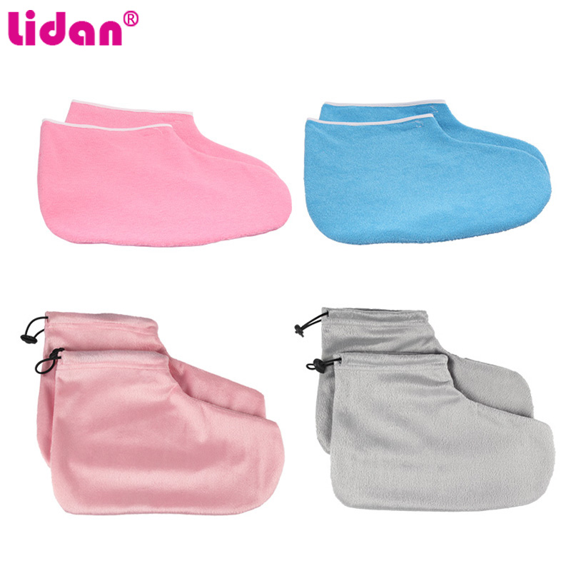 1 Pair Pink Paraffin Wax Protection Foot Mask Gloves Foot Care Spa Tool For Whitene Exfoliate For Feet Skin Moisturizing Sleeve