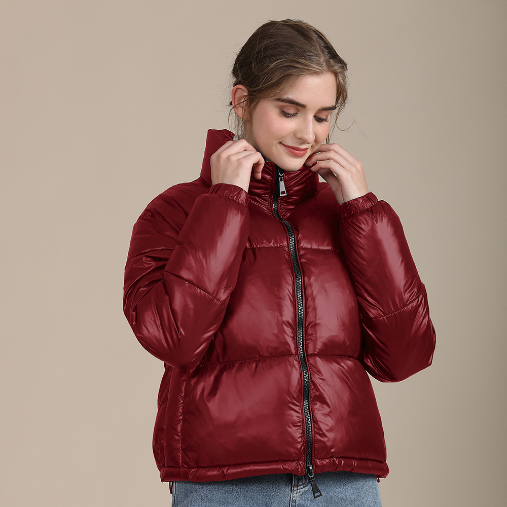 Zipper Short Puff Jacket for Women