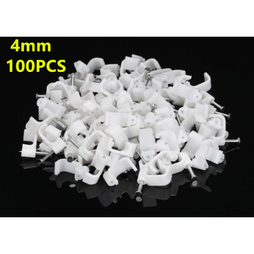 4MM square Path Circle cable clips cable nail wire clips 100PCS/bag 4mm cable clips square white