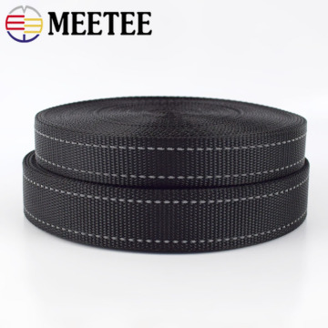 Meetee 10Yards 20/25mm Reflective Nylon Webbing Stripe Webbing Ribbon DIY Pet Collar Tape Luggage Belt Clothing Sewing Accessory