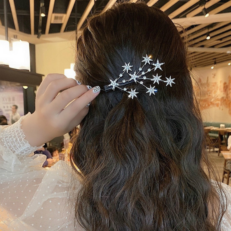 Fairy Hair clips Gypsophila Bridal Hair Jewelry Rhinestone Hairpin Girl Women Liu Seaside Clip Branch Shape Simple Headdress