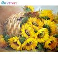 GATYZTORY 60x75cm Frame DIY Painting By Numbers Kits Sunflowers Abstract Modern Home Wall Art Picture Flowers Paint By Numbers