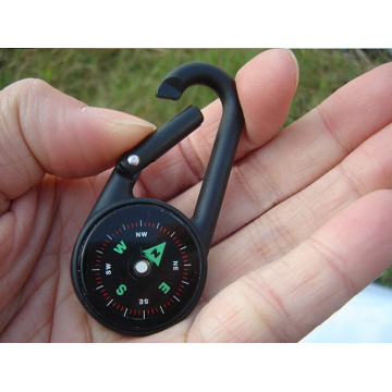 Mini Compass Keychain Luminous Night Light Hanging Key Ring Compasses Multifunctional Camping Hiking Metal Zine Alloy Carabiner