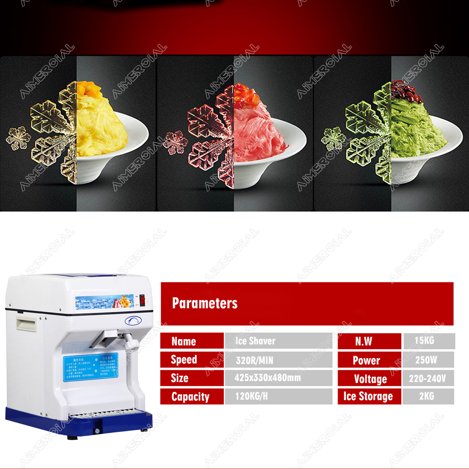 HK168 commercial ice shaver machine electric ice crusher machine ice crusher blender with capacity 120KG/H