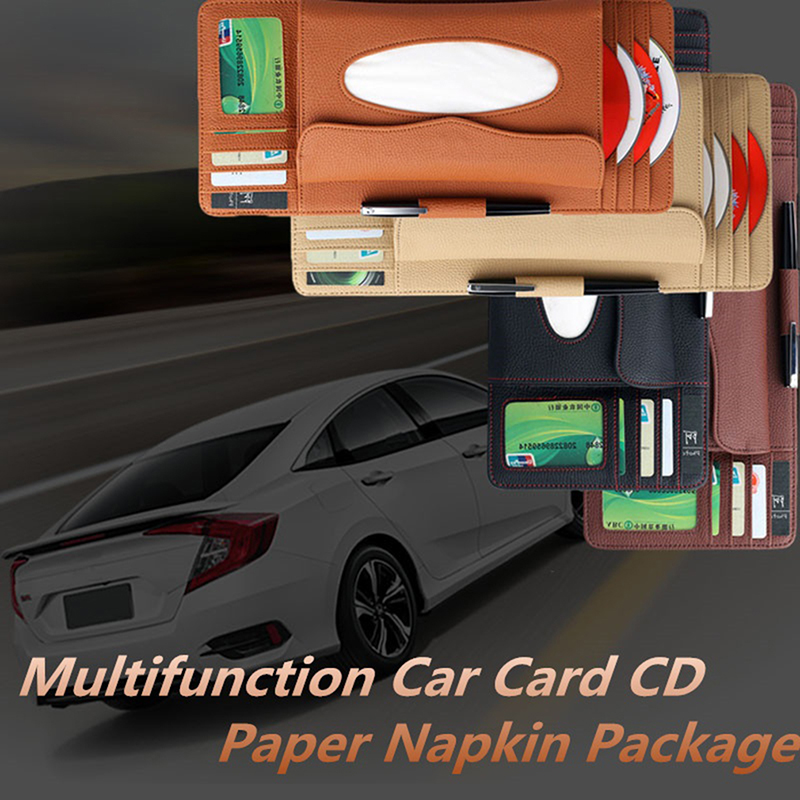 Car Organizer CD Bag Car Storage Sun Visor Tissue Box Truck Dvd Disk Card Case Organizer Bag Paper Napkin Holder