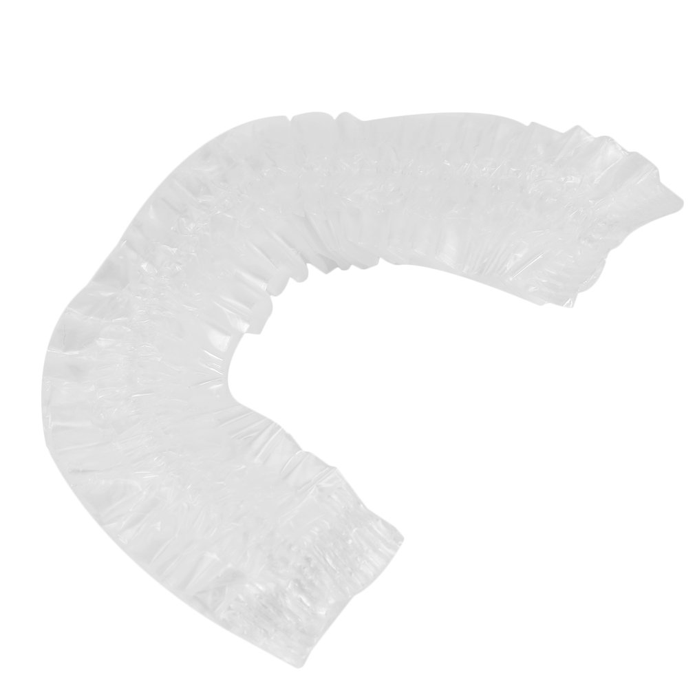 20pcs Disposable Clear Spa Hats One-Off Elastic Shower Bathing Cap Waterproof Show Hats for Hair Salon Home