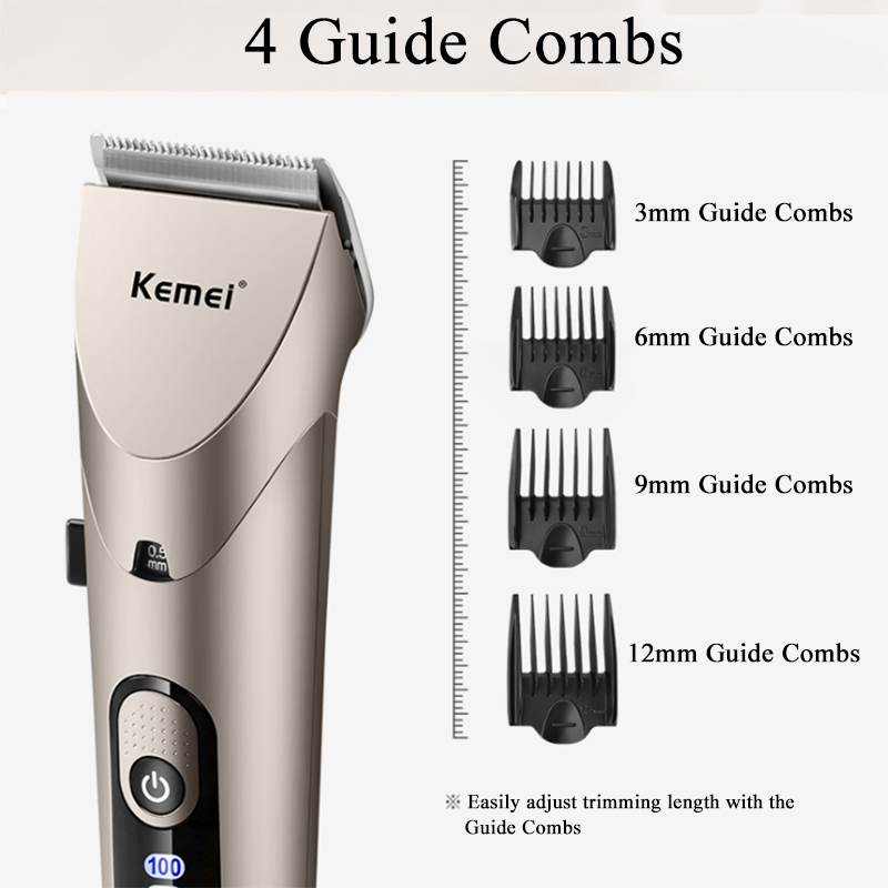 Kemei Professional Rechargeable Home Hair Trimmer Electric Waterproof Hair Clipper Men Wireless Hair Cutting Machine Barber