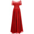 ANGELSBRIDEP Short Sleeves Mother of The Bride Dresses Vestido da dama de honra Lace Beaded Formal Long Evening Party Gowns HOT