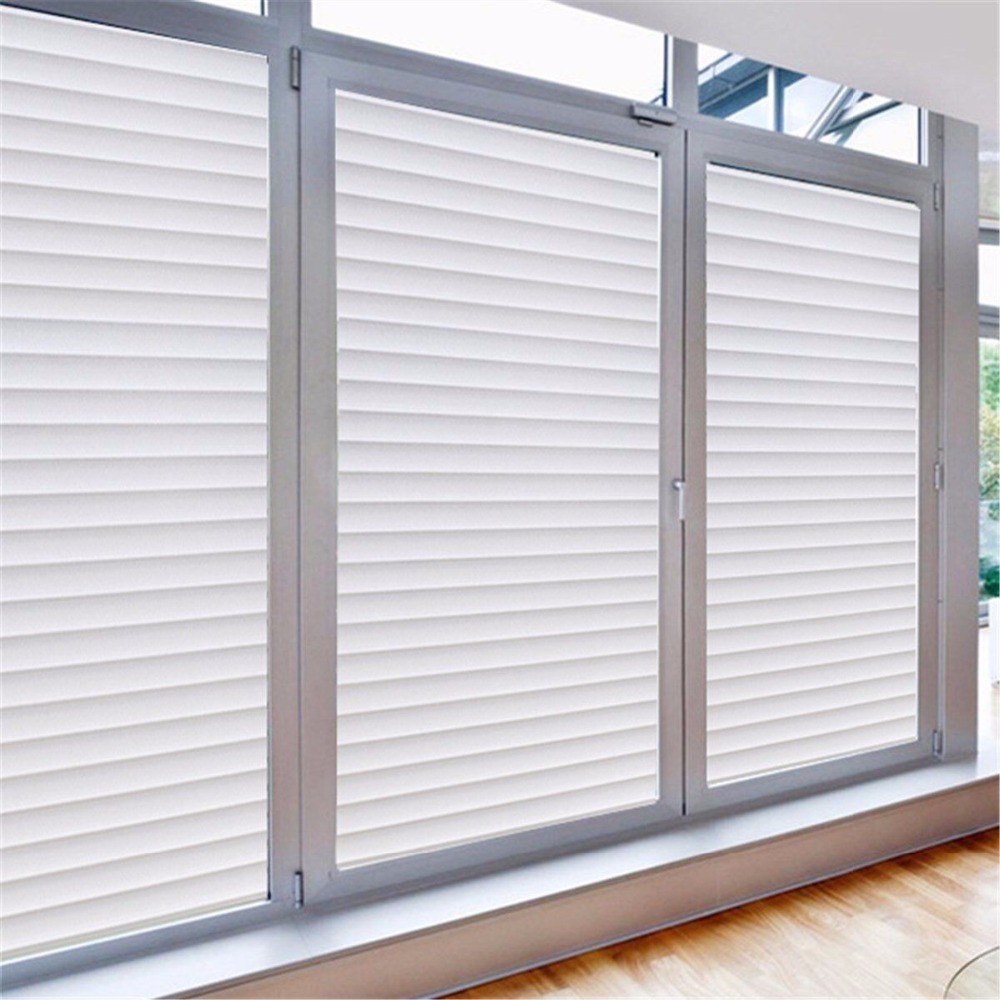 Vinyl Privacy Window Film, Non-Adhesive Static Cling Glass Film,Louver Pattern Stained Opaque Heat Insulation Decorative Films