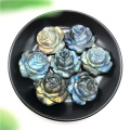 Natural Blue Labradorite Rose Flower Hand Carved Crystal Flowers Healing Stones Decor Gifts Natural Stones and Minerals