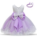 Baby Dress For Girl Bow Lace Christening Gown Baptism Clothes Toddler Newborn Kids Girls 1 Year Birthday Infant Party Clothing