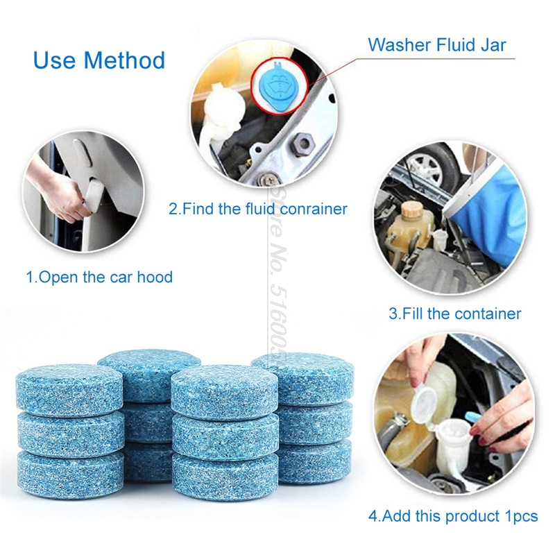 50/100/200Pcs Solid Glass Household Cleaning Car Accessories for Cars Antirain Coating Tablets For Washer Audi A3 8V Antifreeze
