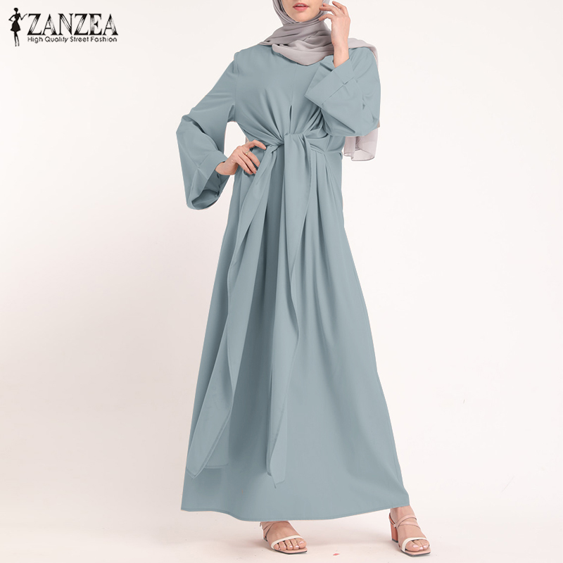 Fashion Hijab Dress ZANZEA Eid Mubarak Kaftan Dubai Abaya Turkey Muslim Islam Clothing Maxi African Dresses For Women Vestidos