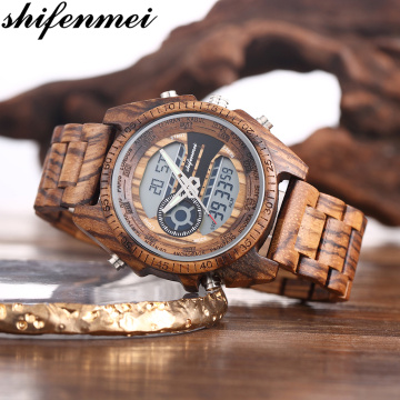 Shifenmei Wood Watch Men Military Sport Wristwatch Mens Quartz Watches Top Brand Luxury Wooden Watch Male Relogio Masculino 2020