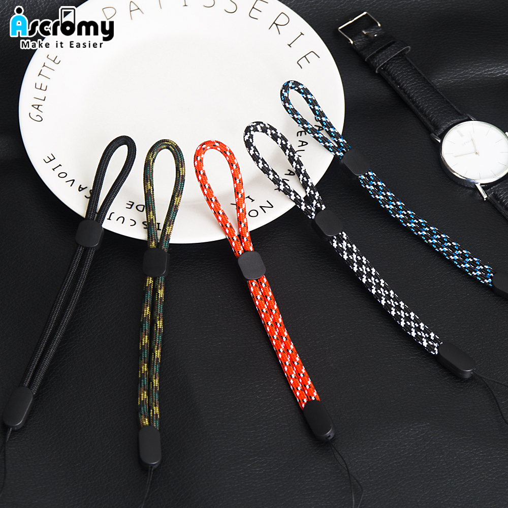 Ascromy Adjustable Cellphone Strap Nylon Wrist Lanyard For Phone Case Camera USB Flash Drives Keys Keychain ID Tag Accessories