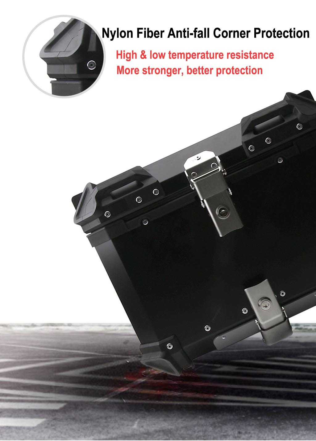 Universal Motorcycle Tail Rear Top Luggage Case Box Helmet Storage Trunk Toolbox Scooter Accessories Waterproof 25L-55L Aluminum