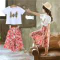 Summer Girls Clothes Sets Baby Girl Short Sleeve Shirt Top+Shorts Suit Kids Clothing Leaves Printed Children's Clothes