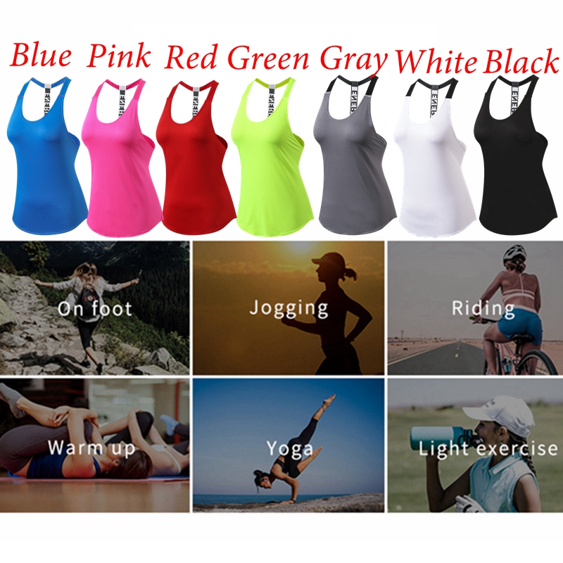 Women Yoga Shirts T-Backless Loose Sleeveless Sports Shirts Fitness Workout Crop Tops Shirt Vest Quick Drying Female Sportswear