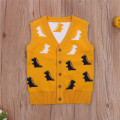 2020 2-8Y Casual Kids Baby Boys Knited Vest Coats Cartoon Dinosaur Print Sleeveless V Neck Button Cardigan Fall Toddler Outwear