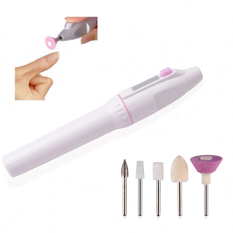 1Set Mini Nail Art Drill Machine Electric Nail Drills Pen Handpiece Bits Manicure Pedicure Gel Polish File Buffer Nail Art Tools