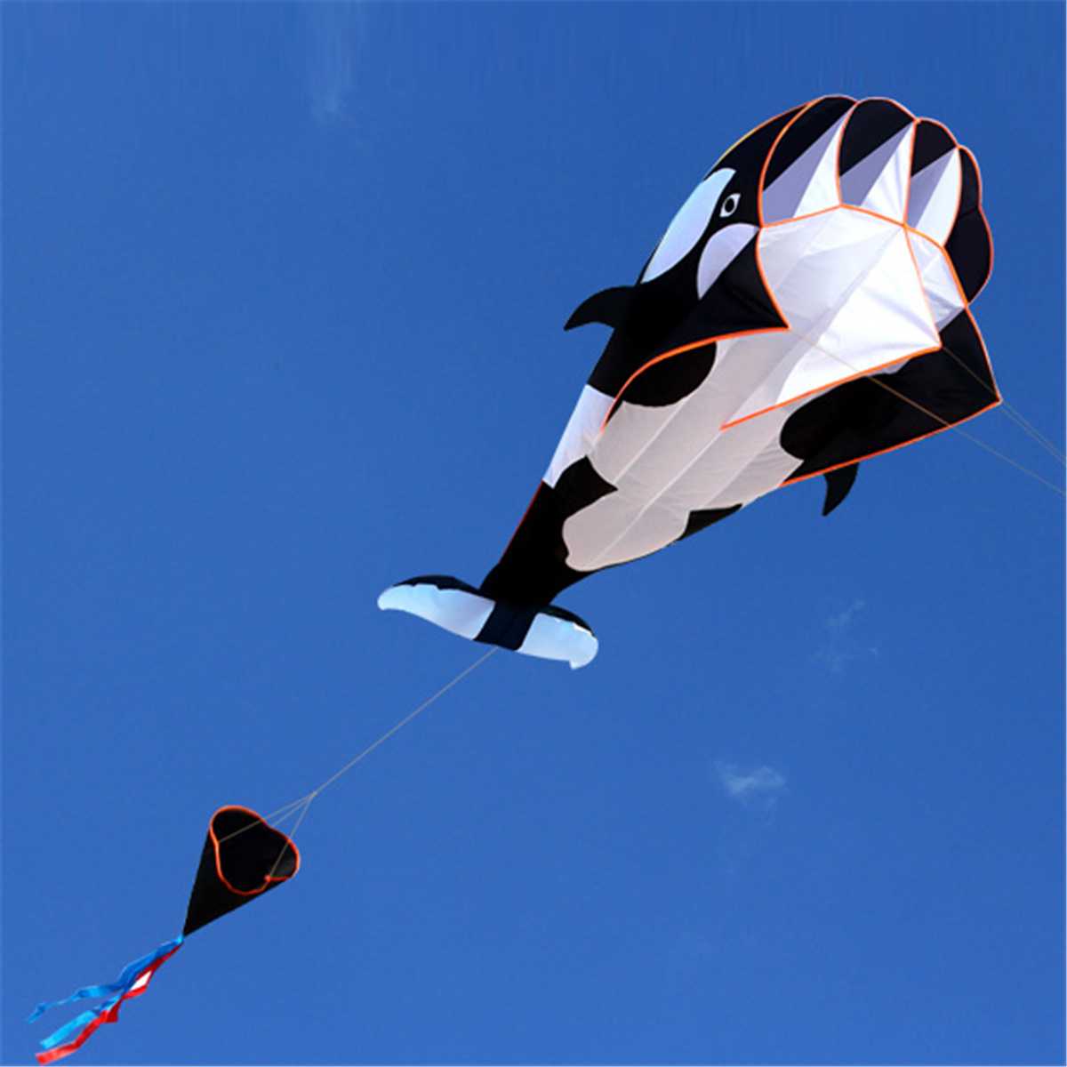 215cm 3D Blue Kite Outdoor Sport Dolphins Flying Kites Toys Huge Dolphin Kite Soft Easy to Fly Sport Kite