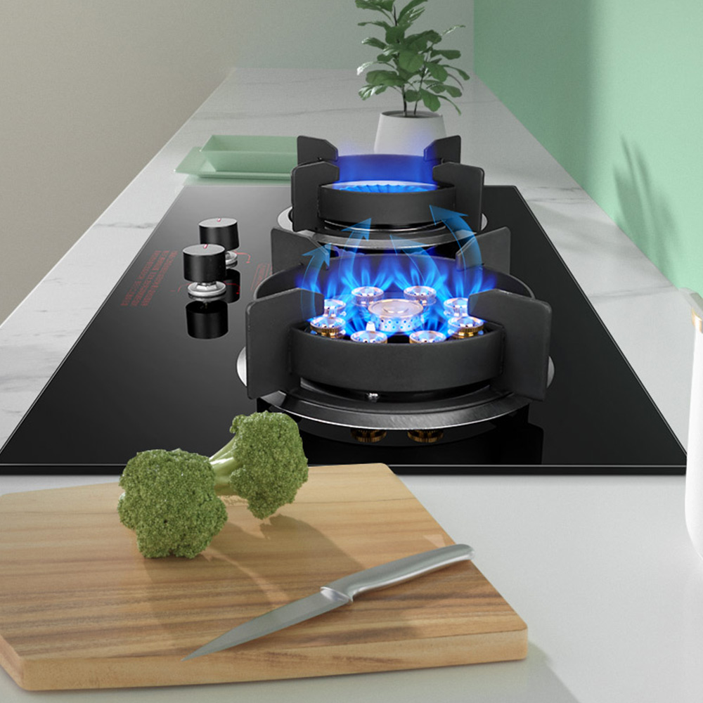 Household Embedded Double Gas Stove Kitchen Cooktop Gas Stove Built-in Hot Stove Desktop Liquefied Gas Stove