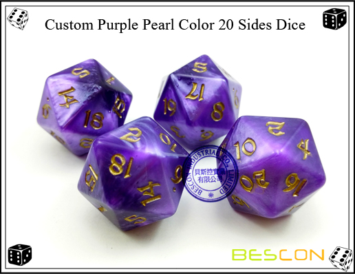Custom Purple Pearl Color 20 Sides Dice