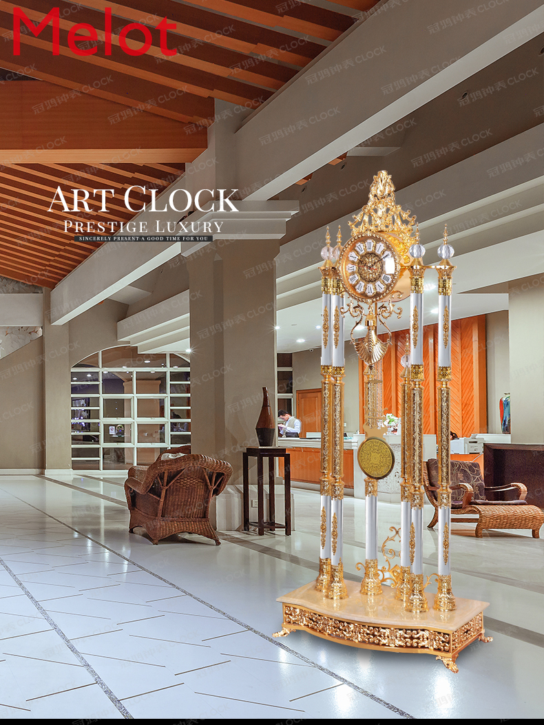 Customized Living Room Floor Clock European Style Standing Grandfather Clock Golden Crystal Floor Clock Living Room Luxury