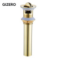Bathroom Basin Drain Strainer Golden Plated Luxury Sink Pop-up Drainer with/without overflow Bathroom Accessories ZR2011
