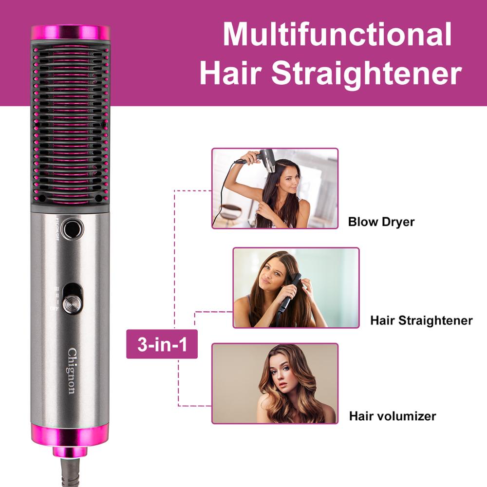 3th Gen One Step Hair Dryer Brush Negative Ion Electric Blow Dryer Titanium Heating Hair Straightener Curler Comb Styling Tool