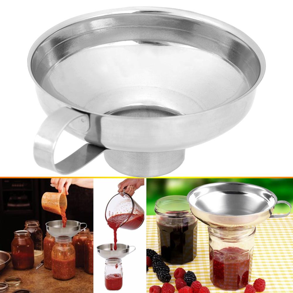 Canning Funnel Stainless Steel Wide Mouth Canning Funnel Hopper Filter Leak Wide-Mouth Can for Oil Wine Kitchen Cooking Tools
