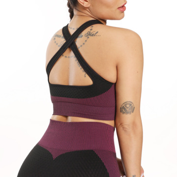 2pcs/set Sexy Seamless Women Sport Suit Yoga Set Gym Workout Clothes Fitness Bra Crop Top+High Waist Seamless Leggings Sportwear