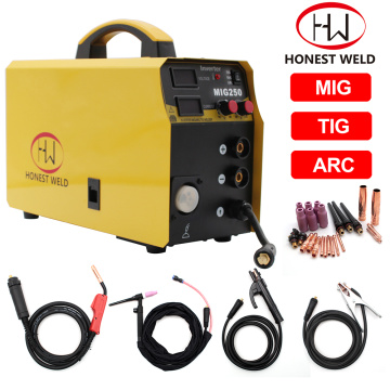 HONEST WELD Stainless Steel Iron Steel MIG Welder MIG ARC TIG Multi-function Gas and Gasless MIG soldador mig sin gas