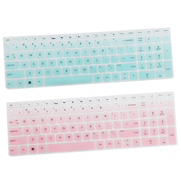 2Psc Dustproof Silicone Keyboard Cover Protector Protective For HP 15.6 inch BF Clear Pink+Green