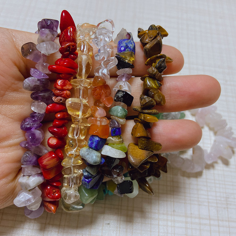 Irregular Natural Crystals Chakras Stone Aventurine Bracelet Beads Pink Quartz Amethysts for Jewelry Making DIY Bracelet