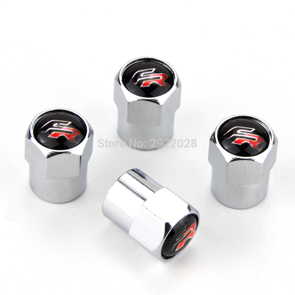4 x Car Styling Stainless Zinc Alloy Car Tire Valve Caps Wheel Tires Valves Tyre Stem Air Caps Airtight Covers For Seat FR