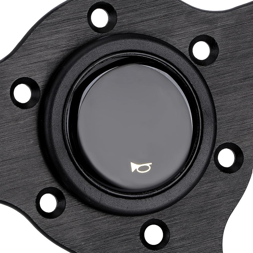 350mm/14in for MOMO Prototipo Style 6-Bolt Black Leather Racing Steering Wheel Gray Stitching with Horn Button Car Accessories