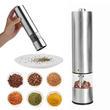 Stainless Steel Electric Operated Salt Pepper Herb Spice Grinder Mill Cooking BBQ Seasoning Mills Kitchen Tools Adjustable