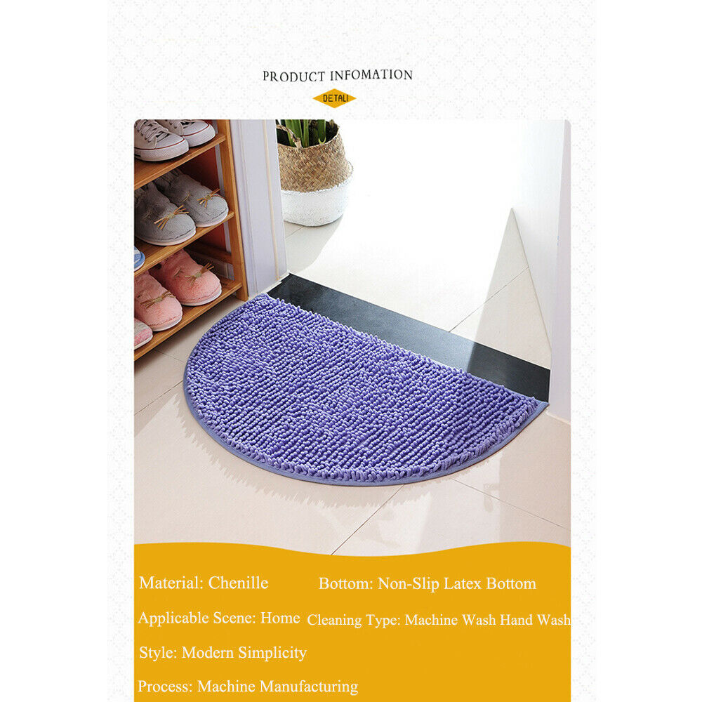 Half Moon Round Rug Semi Circle Machine Washable Rubber Back Mat Soft Chenille Non-Slip Bathroom Bedroom kitchen Home Textile