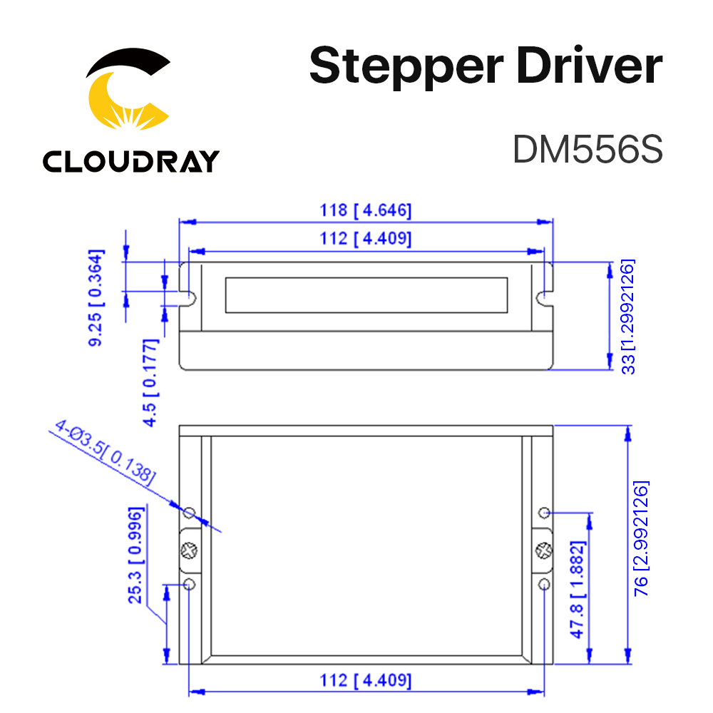 DM556S 2 Phase Stepper Motor Driver 18-50VDC 1.4-5.6A Stepper Motor Controller for Nema17 Nema23 Nema34