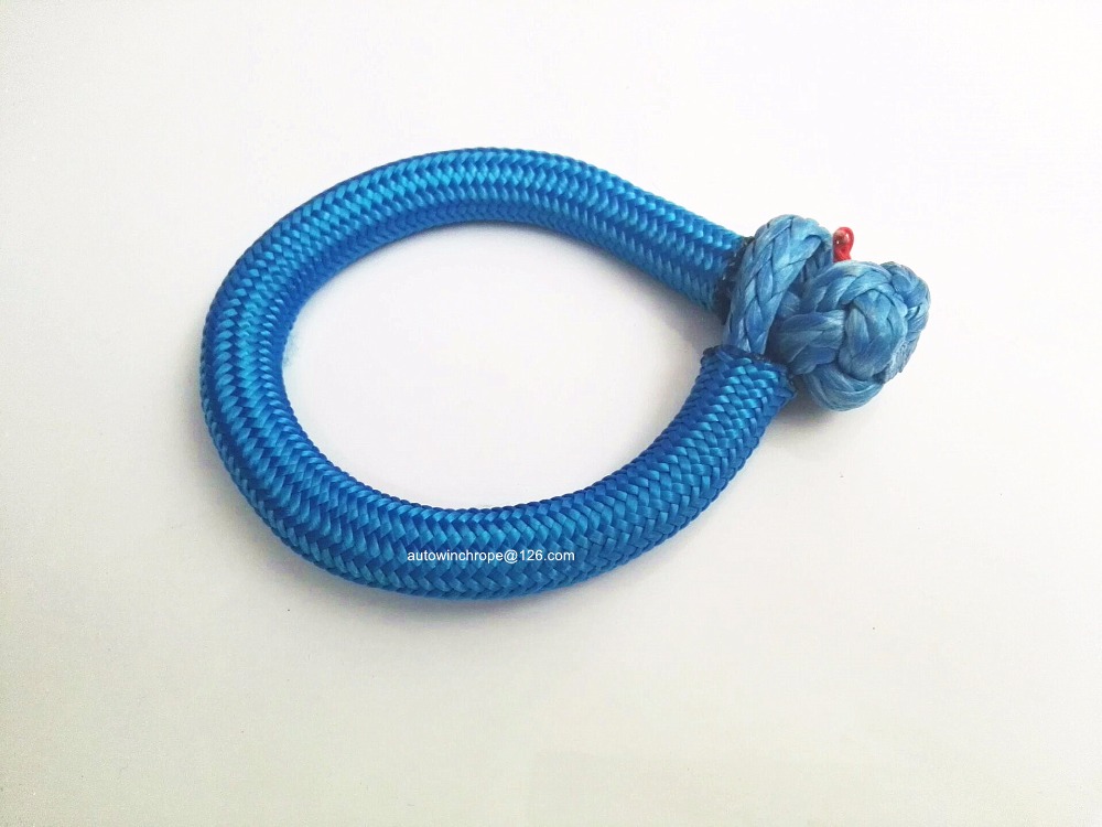 Blue 8mm*80mm Soft Shackles with sleeve,ATV Winch Shackle,Rope Shackle for Yacht,Synthetic Winch Cable