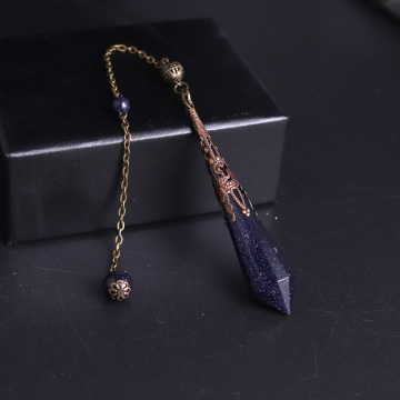 1PC High Quality Natural Stone Facet Blue Sandstone Reiki Pendulum for Dowsing Pendant Healing Pendule 7 Chakra Crystal Jewelry