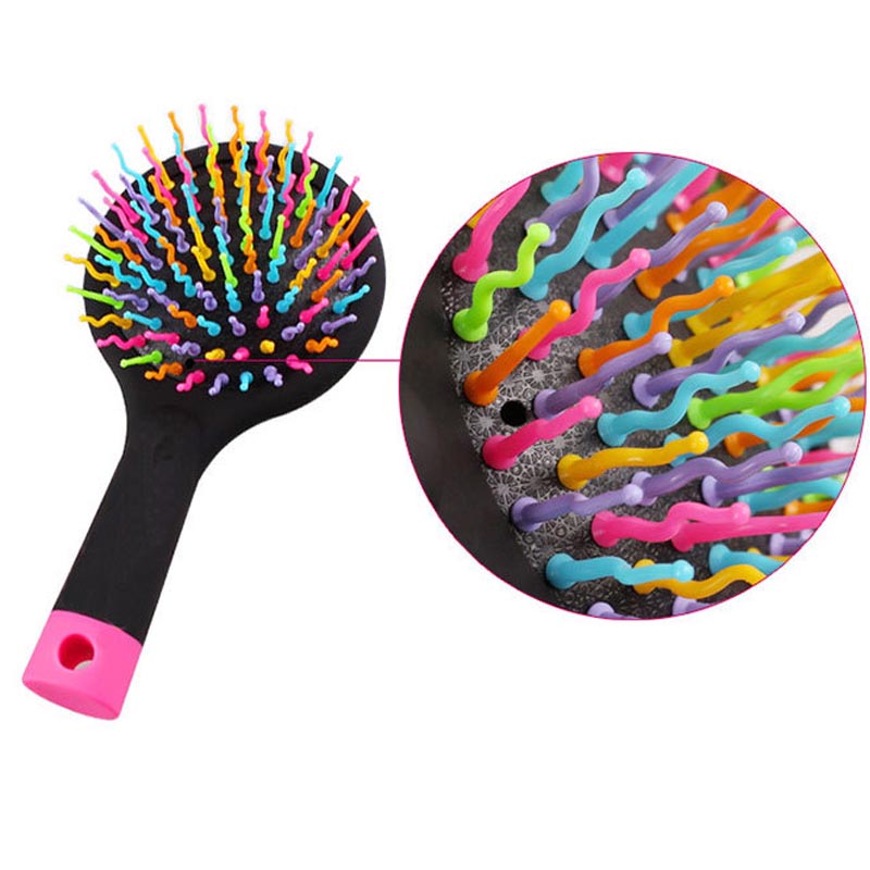 Baby Hair Brush Rainbow Head Massager children Comb Girls Hair Brush Bath Anti-static Brush princess Comb With Mirror